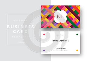 Trendy minimal abstract business card template. Modern corporate stationery id layout with geometric pattern. Vector fashion