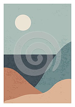 Trendy minimalist landscape abstract contemporary collage design