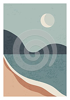 Trendy minimalist landscape abstract contemporary collage design photo