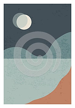 Trendy minimalist landscape abstract contemporary collage design photo