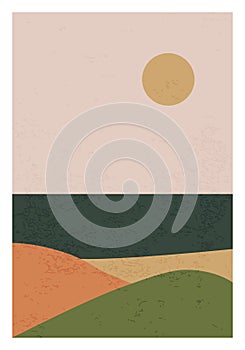 Trendy minimalist landscape abstract contemporary collage design