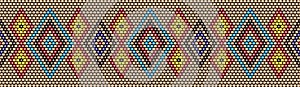 Trendy, modern ethnic beaded, border, pattern, embroidery cross, diamonds, stripe