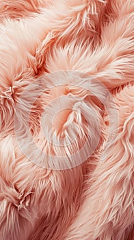Trendy Peach fur texture. Fashionable color. Dyed animal fur. Concept of Softness, Comfort and Luxury. Ideal for