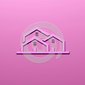 Trendy pink houses real estate logo on a playful pink background