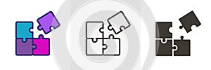 Trendy puzzle icon. Vector illustration of four puzzle matching pieces for concepts of games, toys, business and start up