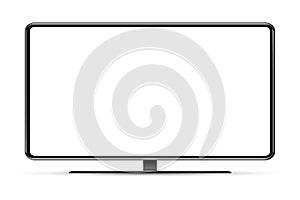 Trendy realistic thin frame monitor mock up with blank white screen isolated. PNG. Vector illustration