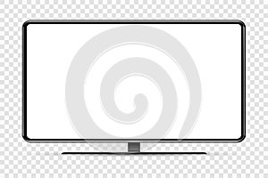 Trendy realistic thin frame monitor mock up with blank white screen isolated. PNG. Vector illustration