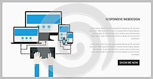 Trendy responsive webdesign technology page design template photo