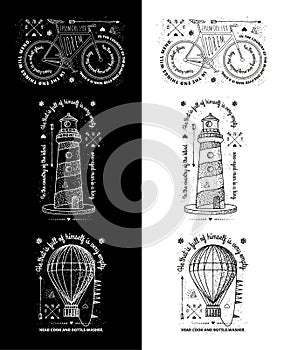 Trendy Retro Vintage Insignias - Badges vector set with the lighthouse.