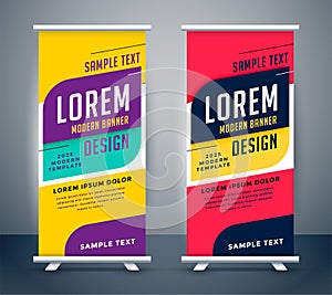 Trendy roll up standee banner template design
