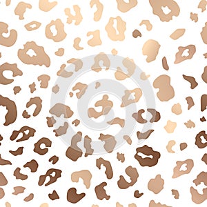 Trendy rose gold leopard skin abstract seamless pattern. Vector wild animal cheetah golden metallic bronze texture on