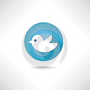 Trendy round blue twitter bird social media web. Bird icon.