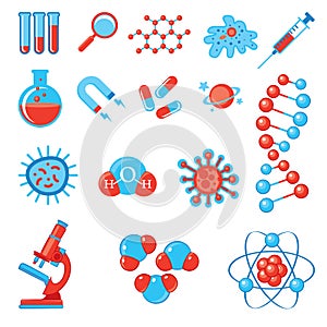 Trendy science icons. Physics Chemistry Biology and Medicine