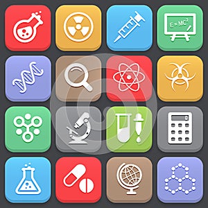 Trendy science icons for web or mobile. Vector