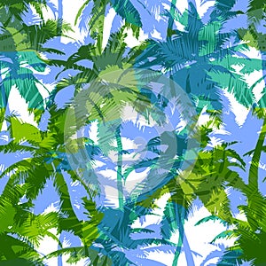 Trendy seamless exotic pattern with palm. Modern abstract design for paper, wallpaper, cover, fabric and other users. Vector illus