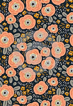 Trendy seamless floral ditsy pattern. Fabric design with simple flowers. Vector seamless background.