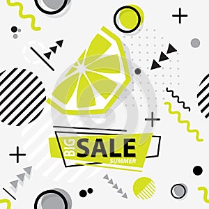 Trendy seamless, Memphis style lime geometric pattern, vector