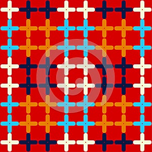 Trendy seamless pattern designs. Mosaic of crosses. Vector geometric background.
