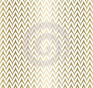 Trendy simple seamless zig zag golden geometric pattern on white background, vector illustration. Wrapping paper zigzag graphic