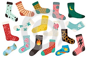 Trendy socks. Cotton stylish long and short funny sock design new collection. Cartoon woolen hosiery with fashion photo