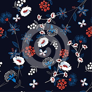 Trendy softy and gentle floral seamless pattern vector in hand d