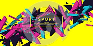 Trendy sports background. Composition of geometric shapes
