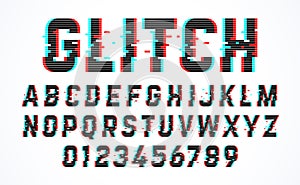 Trendy style distorted glitch typeface