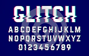 Trendy style distorted glitch typeface