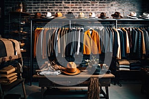 Trendy Stylish clothes at menswear store. Generate Ai photo
