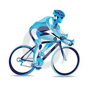 Trendy stylized illustration movement, bicycle race, line vector silhouette