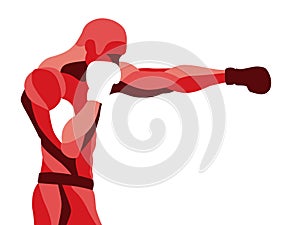 Trendy stylized illustration movement, boxer sport, pugilism, line vector silhouette of