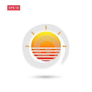 Trendy sun logo with sunset color isolated