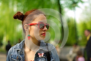 Trendy teenage girl in sunglasses