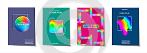 Trendy template set with futuristic modern neon shapes for poster, cover, card, broshure, banner.