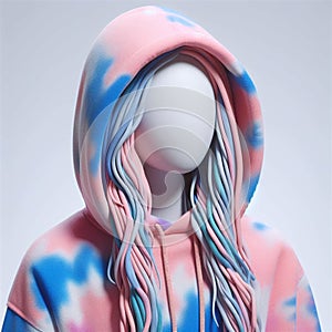 trendy tie-dye: vibrant hoodie mannequin