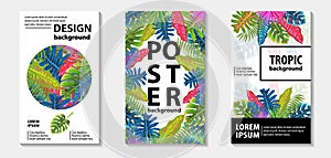 Trendy tropic pattern covers set. Vector illustration