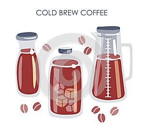 Trendy vector illustration Cold brew coffee.