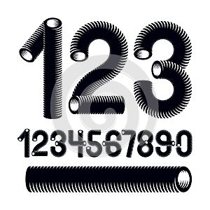 Trendy vector numerals collection. Modern funky numbers from 0 t