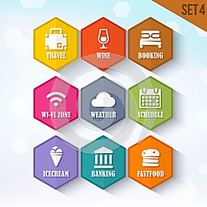 Trendy Vector Rounded Hexagon Icons Set 4