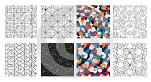 Trendy vector set of geometric tile patterns