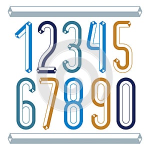 Trendy vintage vector digits, numerals collection. Retro condensed numbers from 0 to 9 can be used in art poster creation. Made