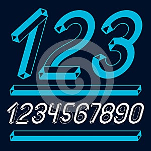 Trendy vintage vector digits, numerals collection. Retro italic numbers from 0 to 9 can be used in art poster creation. Made with