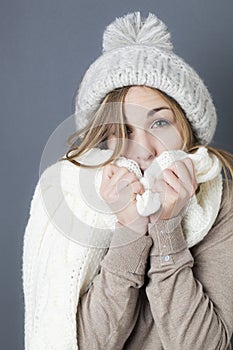 Trendy warm winter for young blond girl