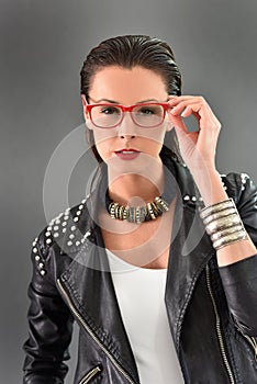 Trendy woman with accessories