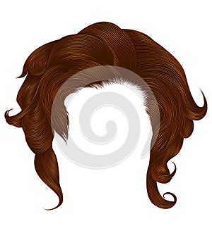 Trendy woman curlyginger color . medium length . beauty style .