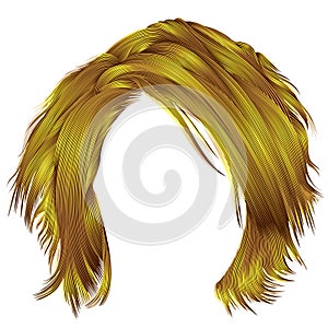Trendy woman disheveled hairs bright yellow colors . beauty