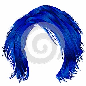 Trendy woman disheveled hairs dark blue colors . beauty fashion