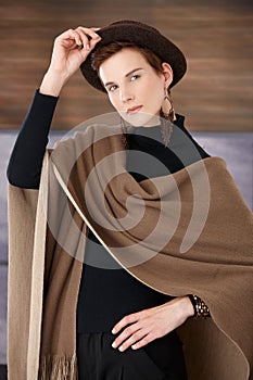 Trendy woman with fashionable accessory