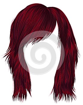 Trendy woman hairs Red color . medium length . beauty style .