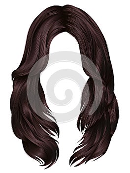 trendy woman long hairs brunette brown brunette colors.beauty fashion . realistic graphic 3d